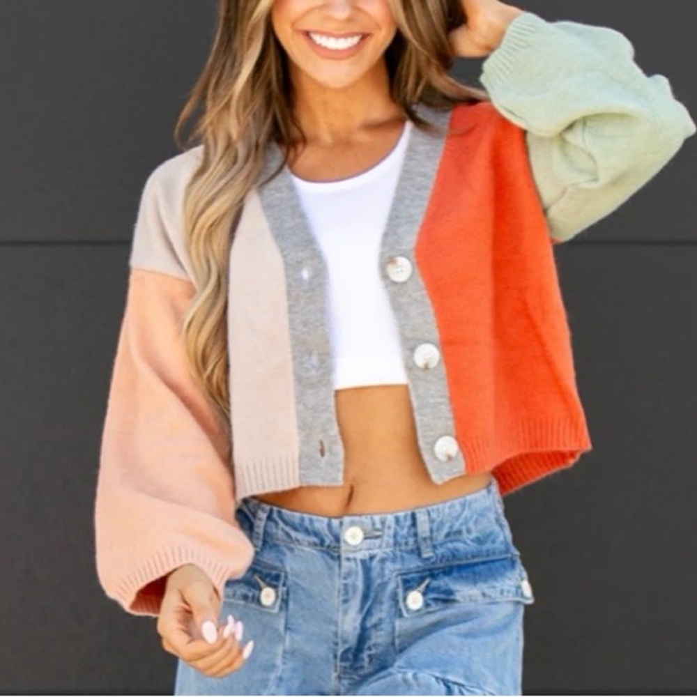 BiBi Multicolor Cardigan with Button Detail